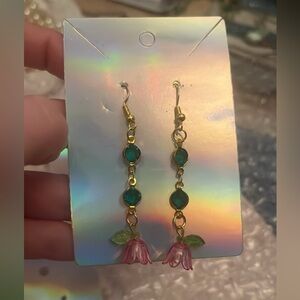 NEW Gold&Green Tulip Drop Earrings